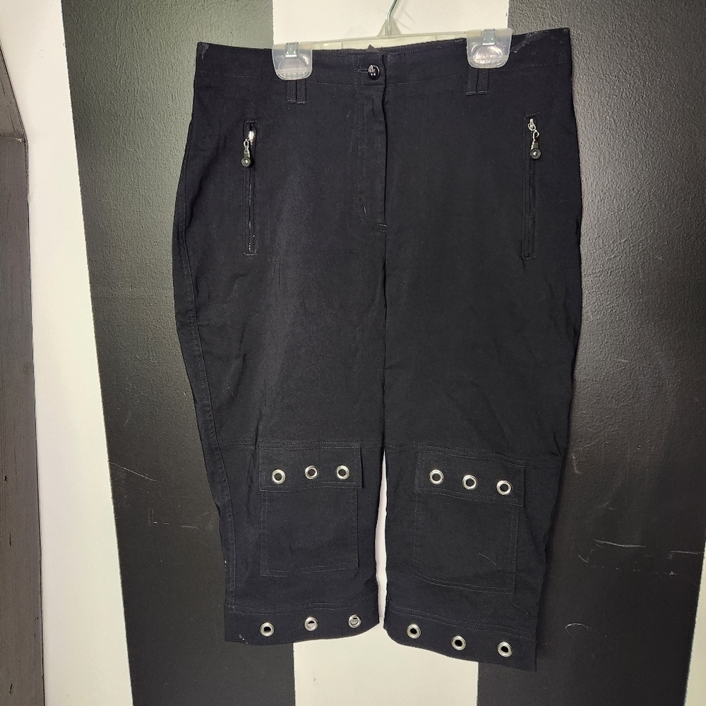 Jamie Sadock Black Cargo Shorts with Grommet Detail